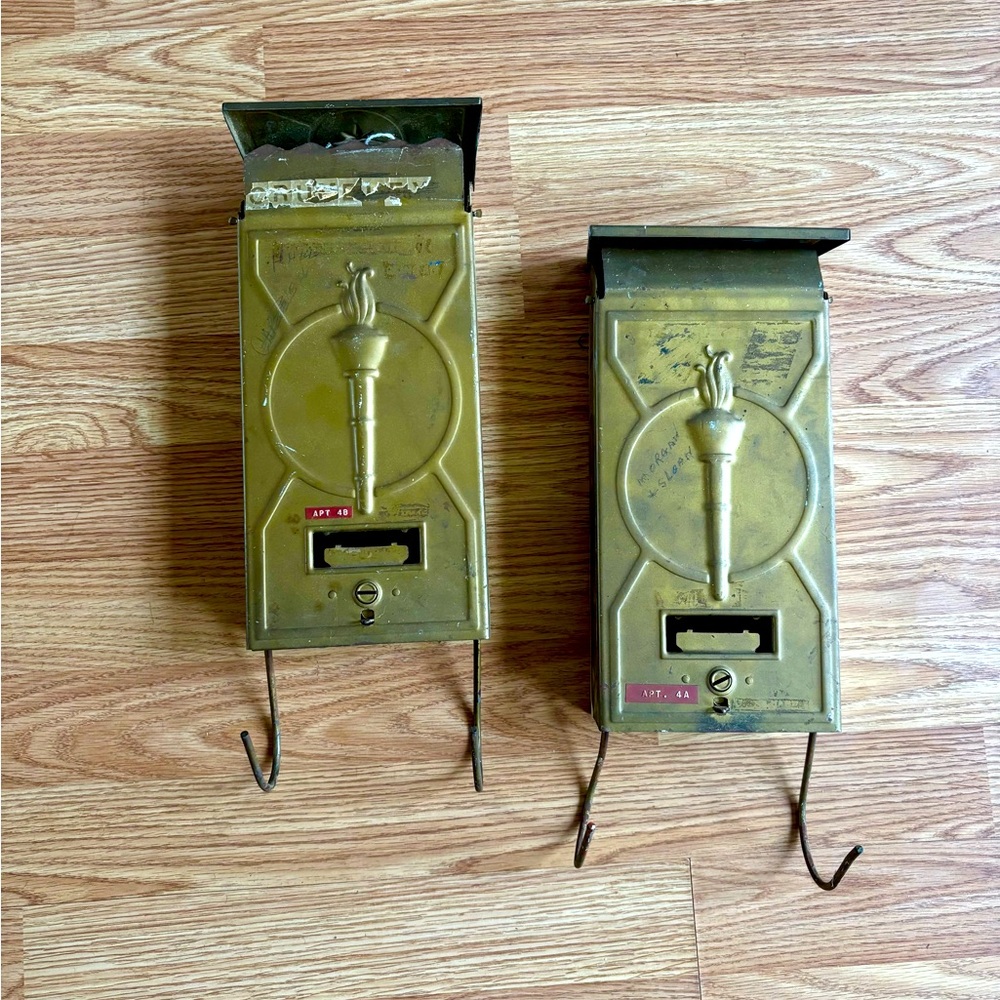 Liberty Torch SET of 2, Mail Box, Vintage Gold Wall-Mounted